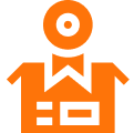 Capa_1-1 Orange box with ribbon and circle design.