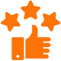 Frame Thumbs up and three stars icon.